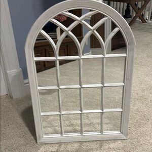 Arched White Windowpane Wall Mirror